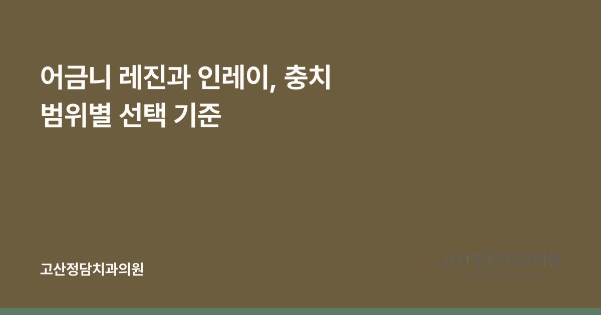 어금니 레진과 인레이, 충치 범위별 선택 기준