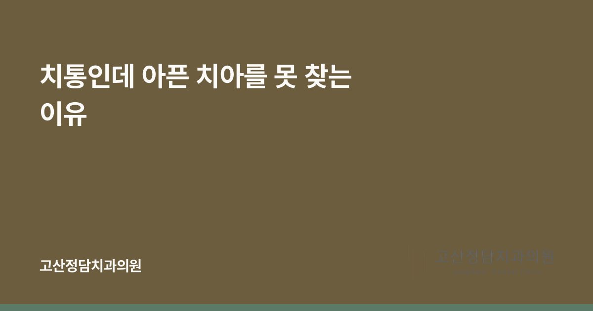 치통인데 아픈 치아를 못 찾는 이유