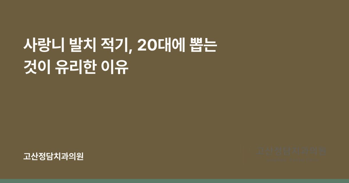 사랑니 발치 적기, 20대에 뽑는 것이 유리한 이유