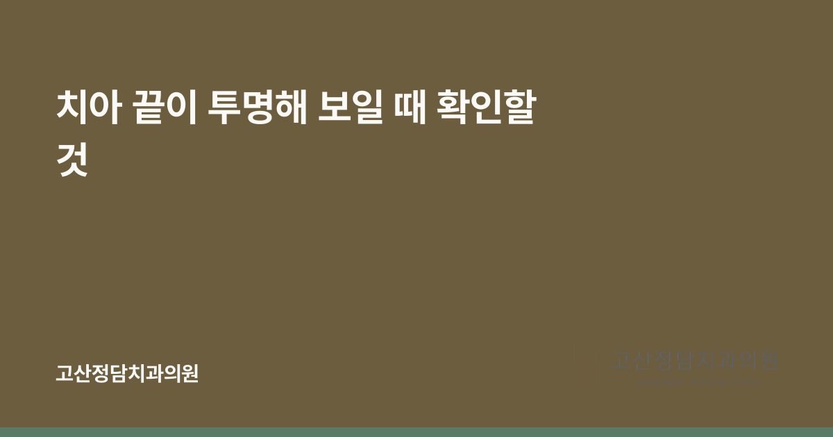 치아 끝이 투명해 보일 때 확인할 것