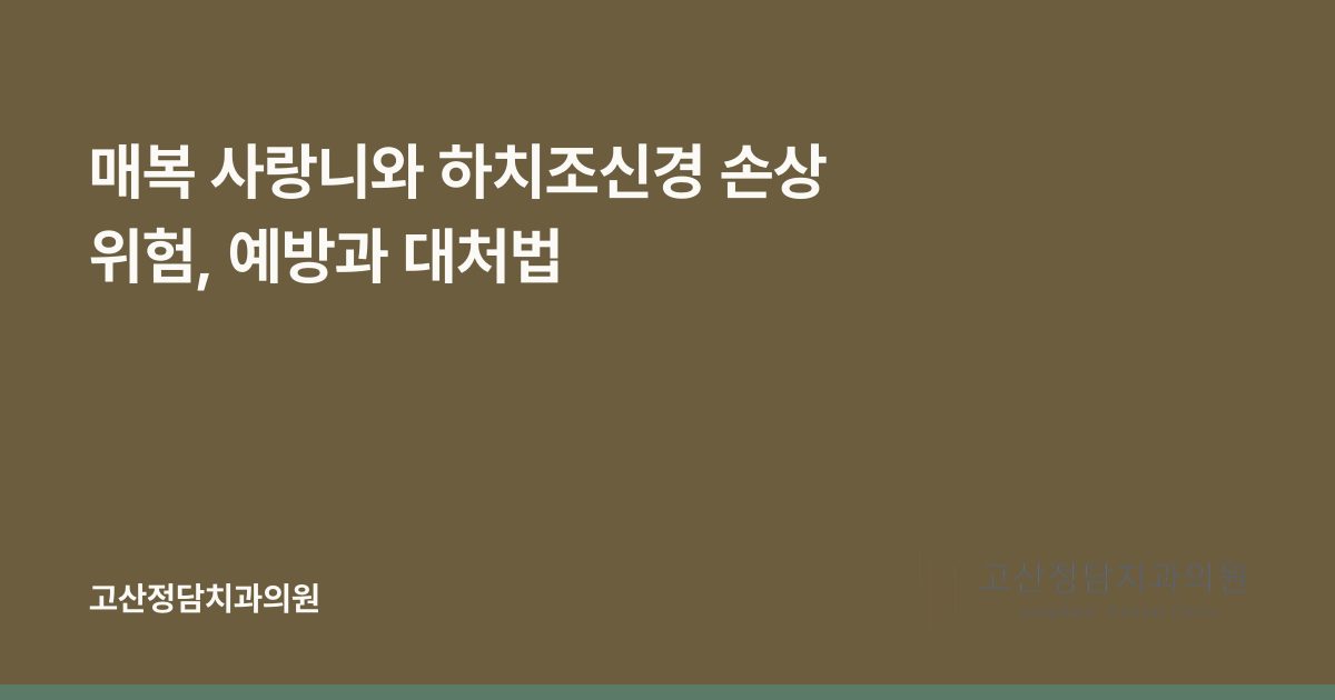 매복 사랑니와 하치조신경 손상 위험, 예방과 대처법